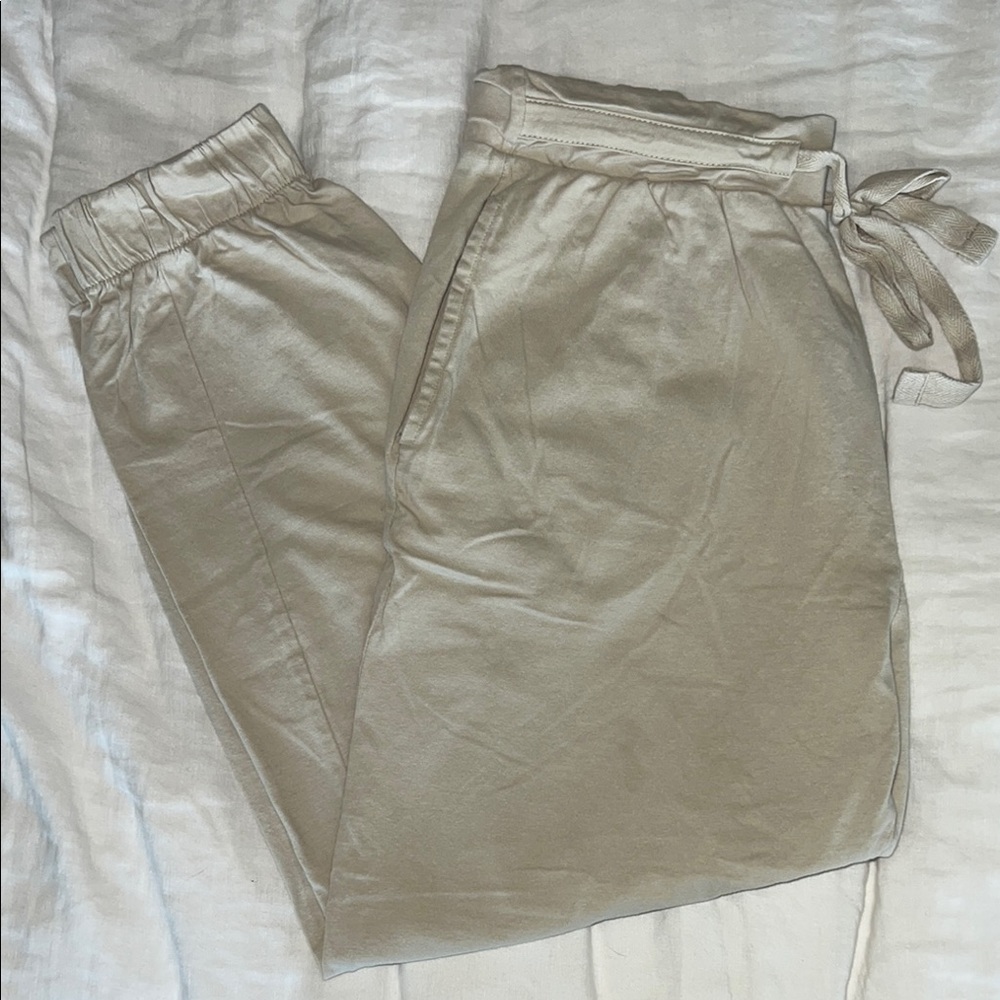 Zara Beige cuffed hem pants 100% Cotton